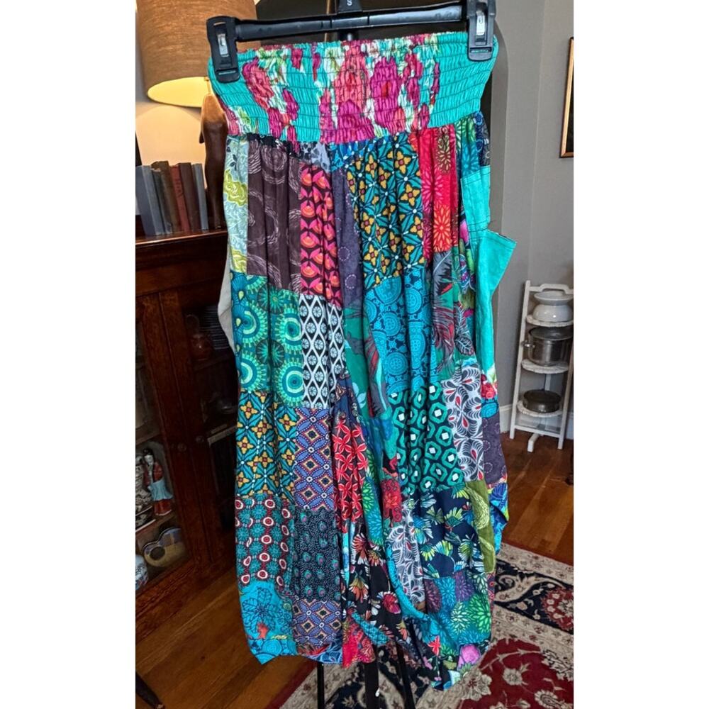 Floral Patchwork Cotton Skirt, Size S